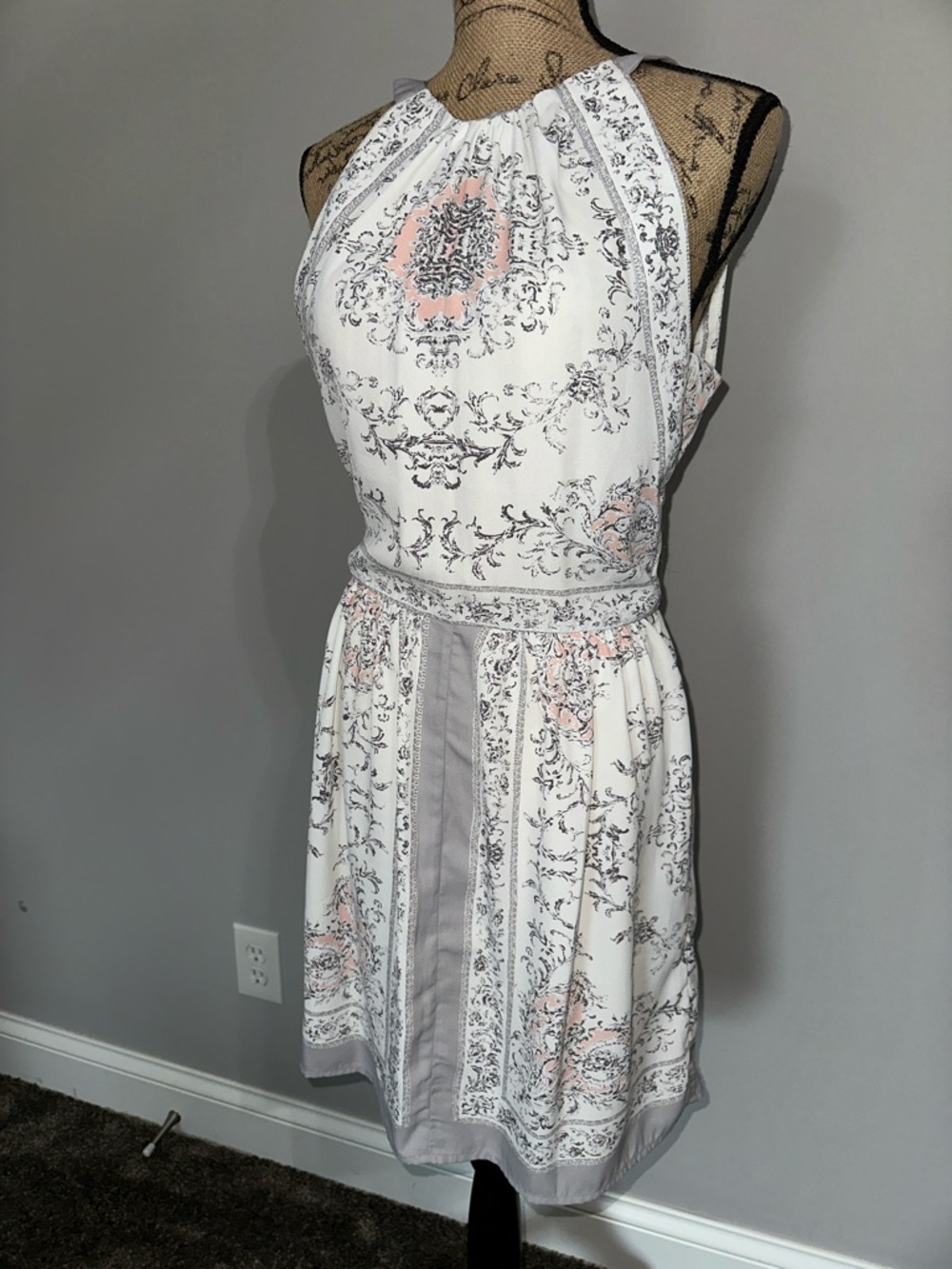 Philosophy size S White & Blush Printed Halter Dress